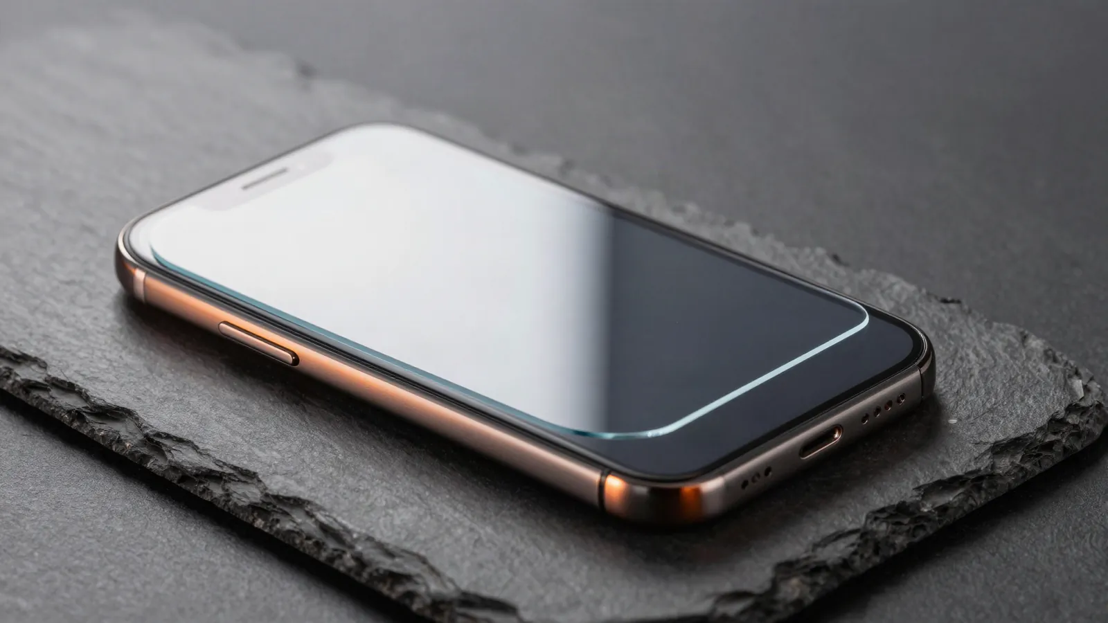 Tempered glass screen protector being lined up over a phone screen